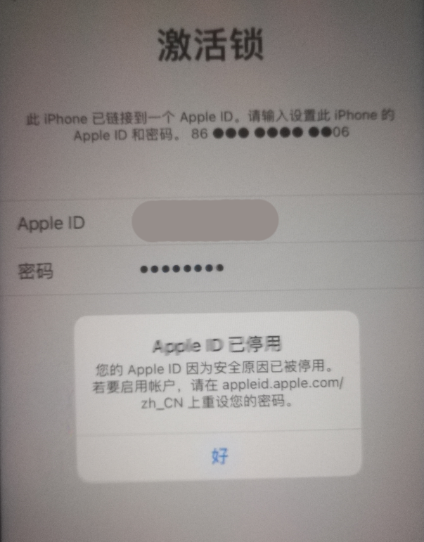 黄州苹果手机维修分享iPhone 12 出现提示“Apple ID 已停用”怎么办 
