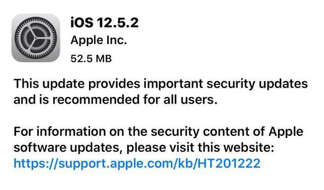 黄州苹果手机维修分享iOS12.5.2发布，建议所有老苹果用户安装 
